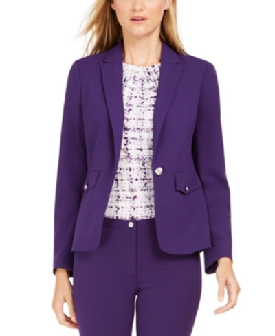 Shop Calvin Klein One-button Blazer In Purple