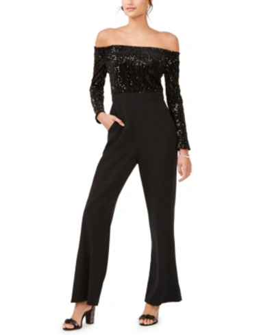 Shop Eliza J Off-the-shoulder Jumpsuit In Black