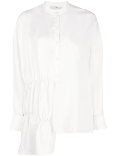 Shop Tibi Patchwork Shirred Tunic In White
