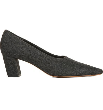 Shop Vince Ania Almond Toe Pump In Grey Wool