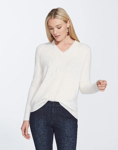 Shop Lafayette 148 Plus-size Cashmere V-neck Sweater In Cloud