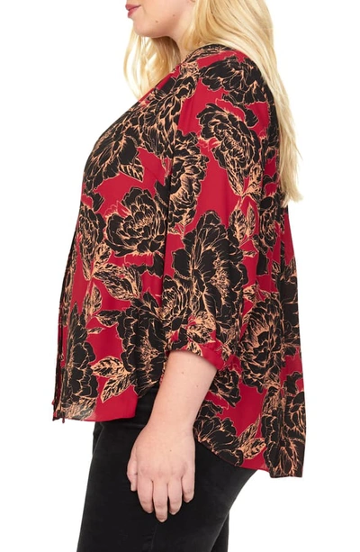 Shop Nydj Pintuck Pleat Crepe Blouse In Avalon Bloom