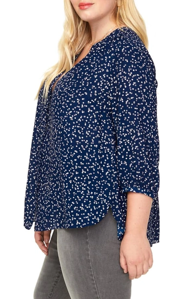 Shop Nydj Pintuck Pleat Crepe Blouse In Pisco Polka Dot