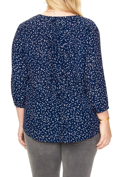 Shop Nydj Pintuck Pleat Crepe Blouse In Pisco Polka Dot