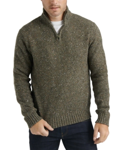 Shop Lucky Brand Men's Heathered Quarter-zip Sweater In Heather Olive