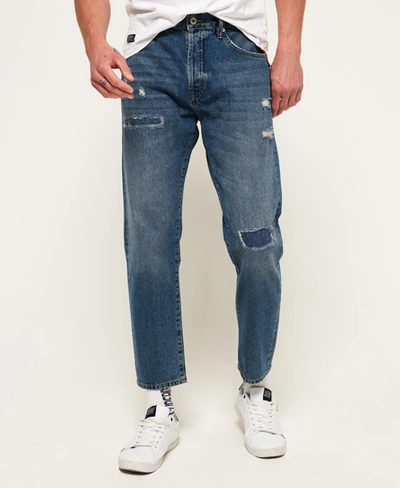 Shop Superdry Oversized Taper Jeans In Blue