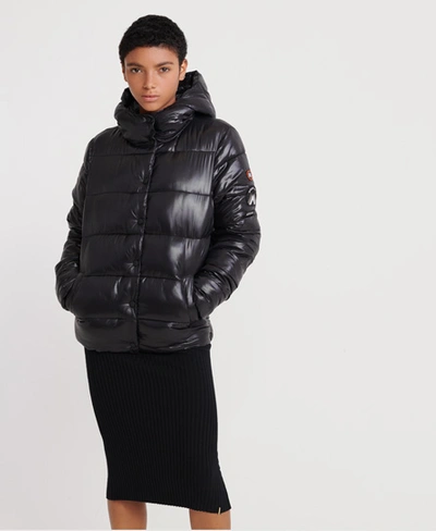 Shop Superdry High Shine Toya Puffer Jacket In Black