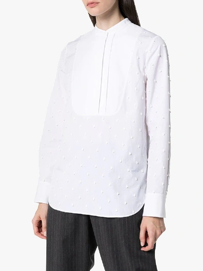 Shop Chloé Bobble Detail Poplin Shirt In White