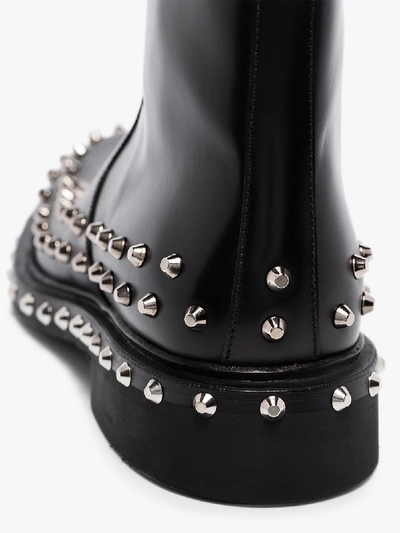 Shop Prada Mens Black Studded Leather Ankle Boots
