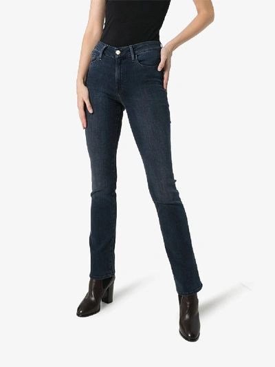 Shop Frame Le Mini Boot High-rise Jeans In Blue