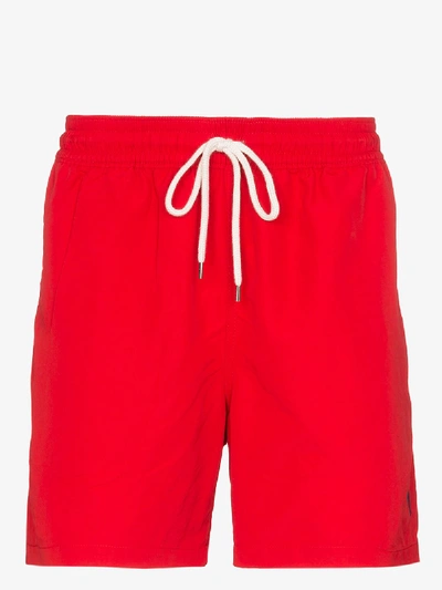 Shop Polo Ralph Lauren Traveller Swim Shorts In Red