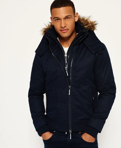 Superdry Microfibre Hooded Sd-windbomber Jacket In Dark Blue | ModeSens