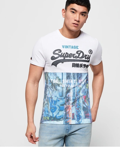 Shop Superdry Shirt Shop Panel All Over Print T-shirt In White