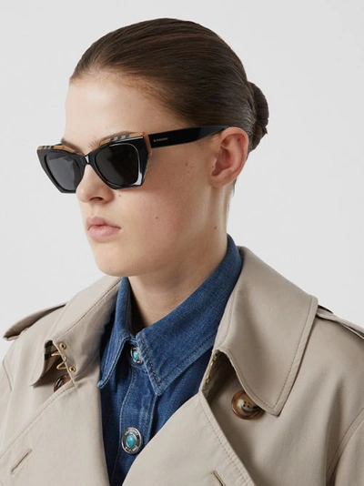 Vintage check detail hotsell butterfly frame sunglasses