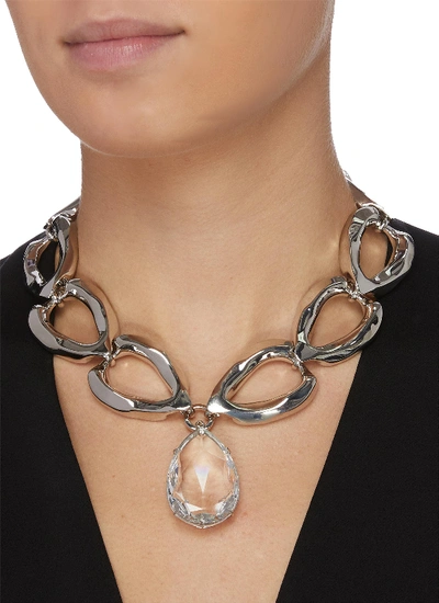 Shop Alexander Mcqueen Faceted Pendant Chain Necklace In Metallic