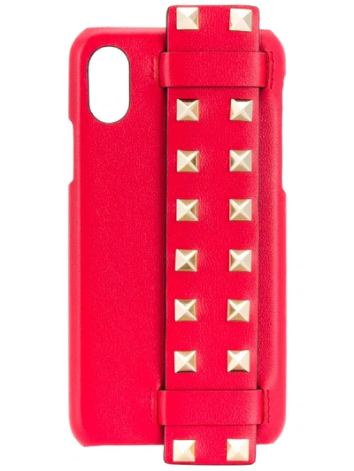 Shop Valentino Rockstud Strap Iphone X Case In Red