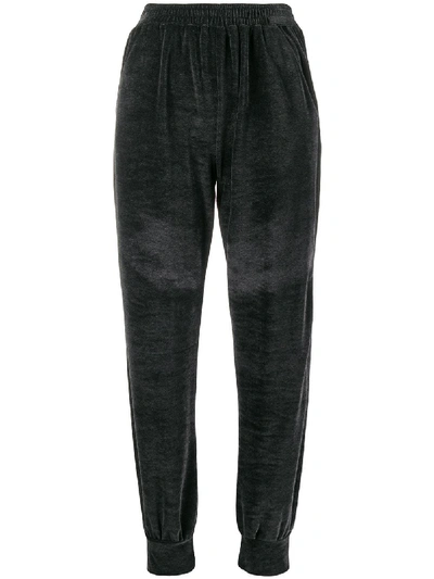 Shop Styland Straight Leg Velour Track Trousers In Grey