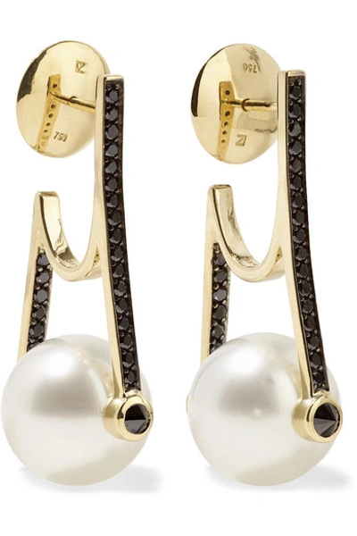 Shop Ara Vartanian 18-karat Gold, Diamond And Pearl Earrings