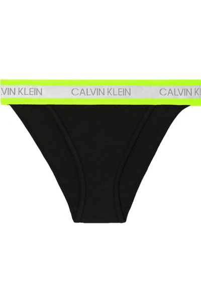 Shop Calvin Klein Underwear Stretch-cotton Jersey Briefs In Black