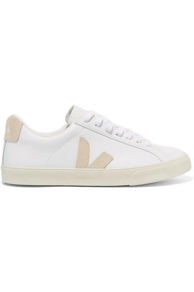 Shop Veja + Net Sustain Esplar Leather And Suede Sneakers In White