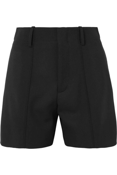 Shop Chloé Wool-blend Twill Shorts In Black