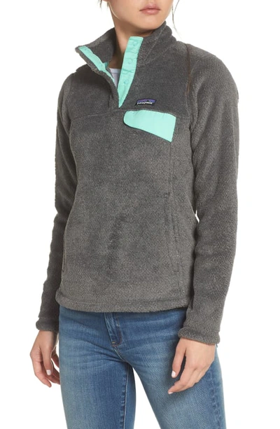 Shop Patagonia Re-tool Snap-t Fleece Pullover In Feather Grey Ink Black X-dye