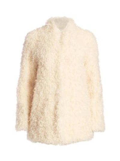Shop Frame Faux Mongolian Fur Coat In Off White