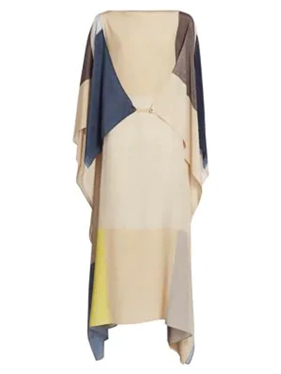 Shop Akris Pittura Printed Silk Crepe Caftan Dress In Multi