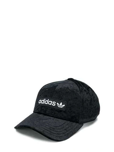 Shop Adidas Originals Velvet Logo Cap In Black