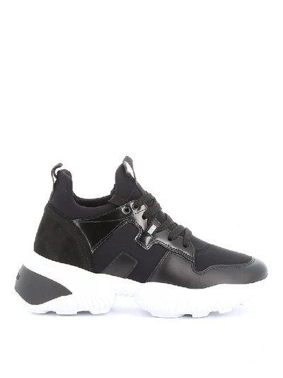 Shop Hogan Interaction Scuba And Leather Sneakers In Black