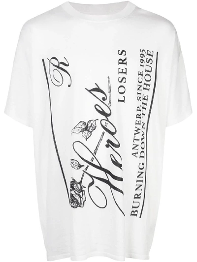 Shop Raf Simons Heroes T-shirt In White