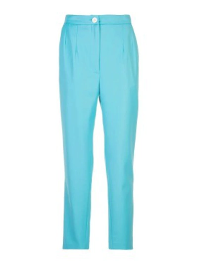 Shop Natasha Zinko Cropped Wool Trousers In Blue