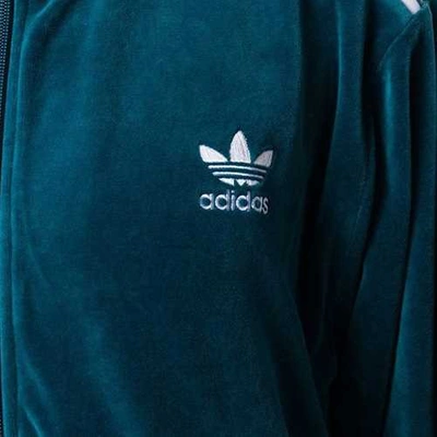 Shop Adidas Originals Velour Track Jacket In Green