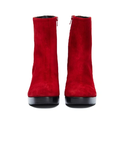 Shop A.f.vandevorst Red Suede Round Toe Ankle Boots