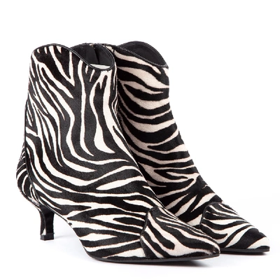 Shop Aldo Castagna Zebra Leather Abkle Boots In Black