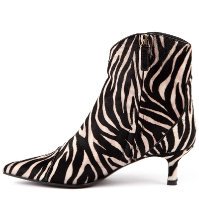 Shop Aldo Castagna Zebra Leather Abkle Boots In Black