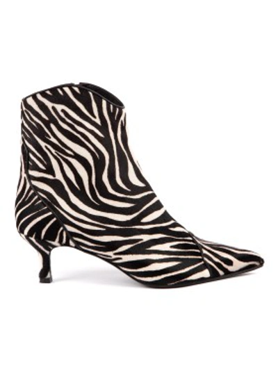 Shop Aldo Castagna Zebra Leather Abkle Boots In Black