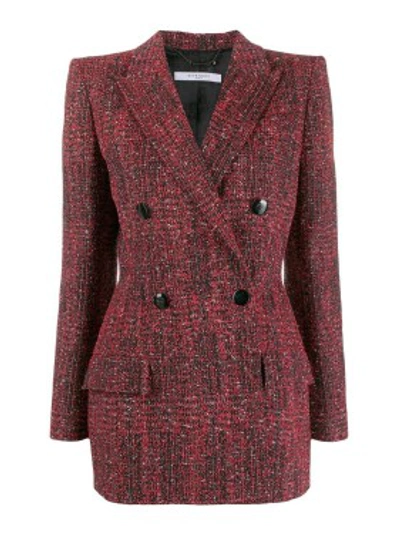 Shop Givenchy Red Women's Double-breasted Tweed Jacket In Black