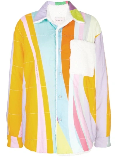 Shop Natasha Zinko Rainbow Teddy Jacket In White