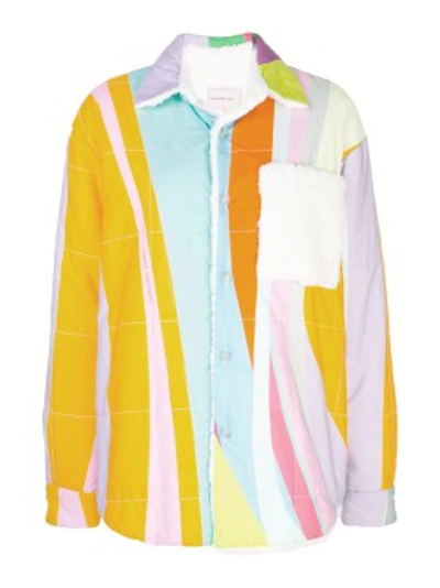 Shop Natasha Zinko Rainbow Teddy Jacket In White