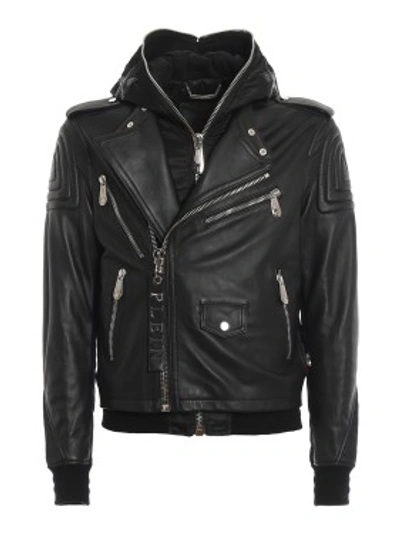 Shop Philipp Plein Statement Leather Jacket In Black