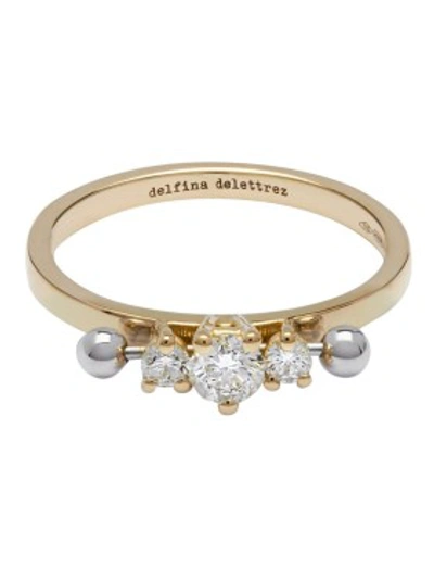Shop Delfina Delettrez Two In One Three Diamond Ring In Not Applicable