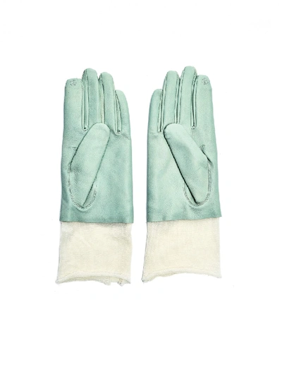 Shop Undercover Light Green Leather Gloves In White