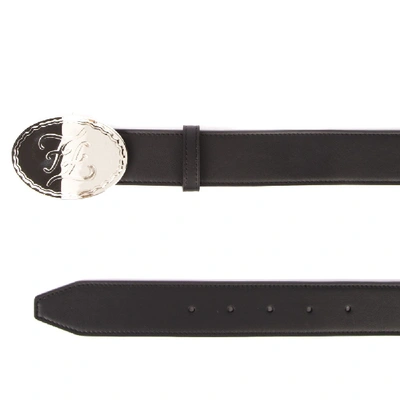 Shop Fendi Embossed Logo Buckle Black Leather Belt