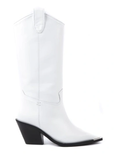 Shop Aldo Castagna White Diva Leather Boots