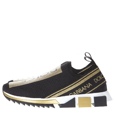 Shop Dolce & Gabbana Black And Gold Mesh Sorrento Sneakers