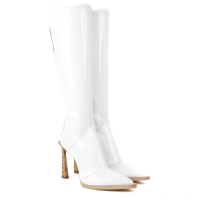 Shop Fendi Fframe Glossy Neoprene Boots White Color