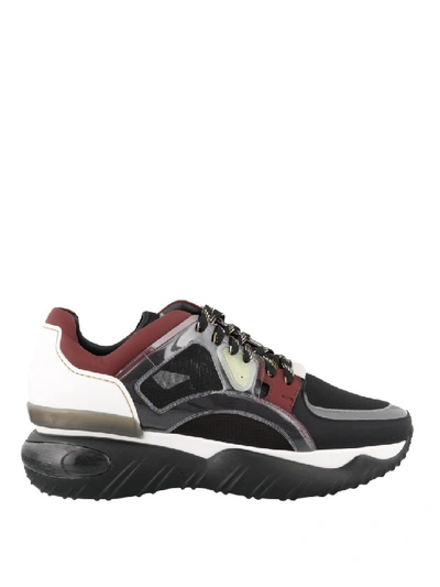Shop Fendi Multicolour Fabric And Leather Sneakers In Black