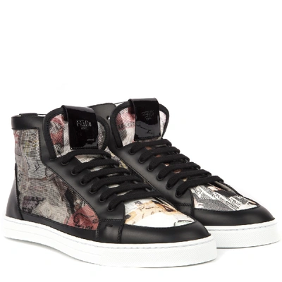 Shop Fendi Multicolor Polyamide High Top Sneaker In Black