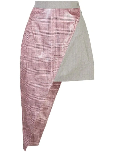 Shop Natasha Zinko Asymmetric Plaid Mini Skirt In Pink